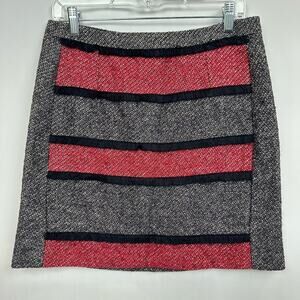 SONIA Sonia Rykiel Tweed Mini Skirt Sz 8‎ US Striped Fringe Alpaca Wool Cotton